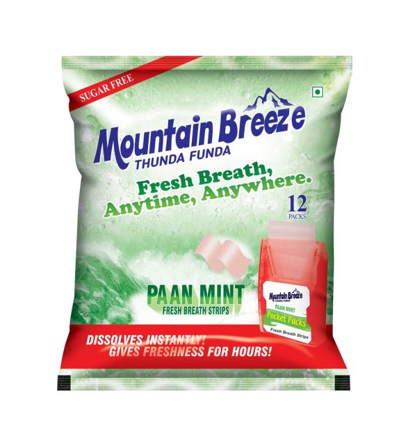 Mountain Breeze Sugar-Free Panmint Fresh Breath Strips ( 18 Strips Each ) Pack of 12 x 18 = 216 Strips