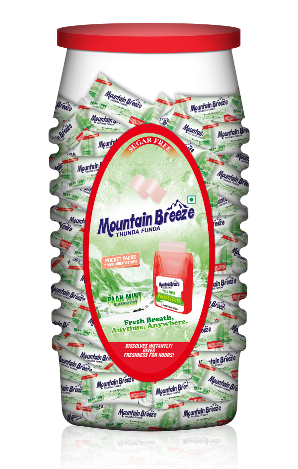 Mountain Breeze Sugar-Free Panmint Fresh Breath Strips JAR 7 Strips Each Cassette ( Pack of 40) 40 x 7 = 280 Strips