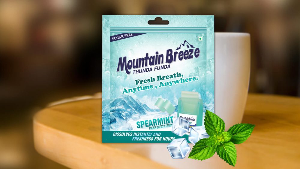 Mountain Breeze breath freshener strips with mint and ice for fresh breath anytime, anywhere