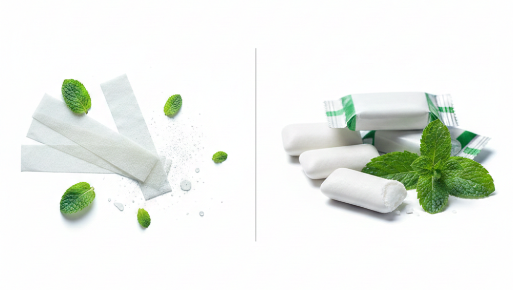 mouth freshener strips vs chewing gum comparison