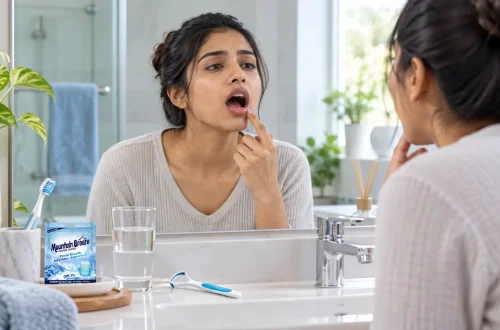 Young Indian adult concerned about tonsil stones and recurring bad breath